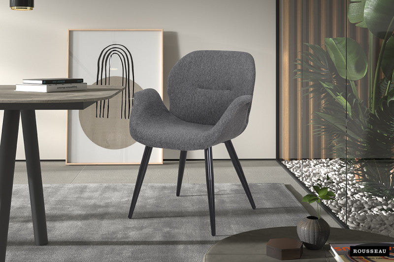 Chaise XIMA avec Accoudoirs et Piètement en Métal Noir Mat Interieurco