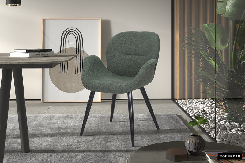 Chaise XIMA avec Accoudoirs et Piètement en Métal Noir Mat Interieurco