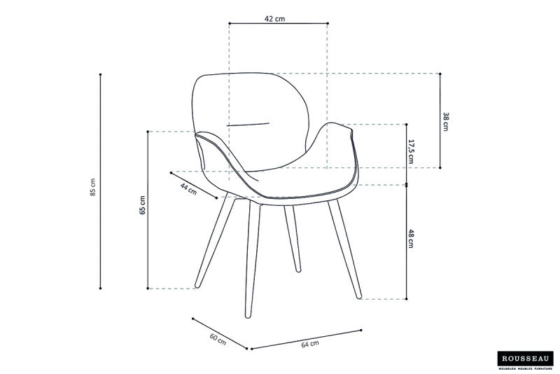 Chaise XIMA avec Accoudoirs et Piètement en Métal Noir Mat Interieurco