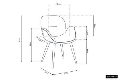 Chaise XIMA avec Accoudoirs et Piètement en Métal Noir Mat Interieurco