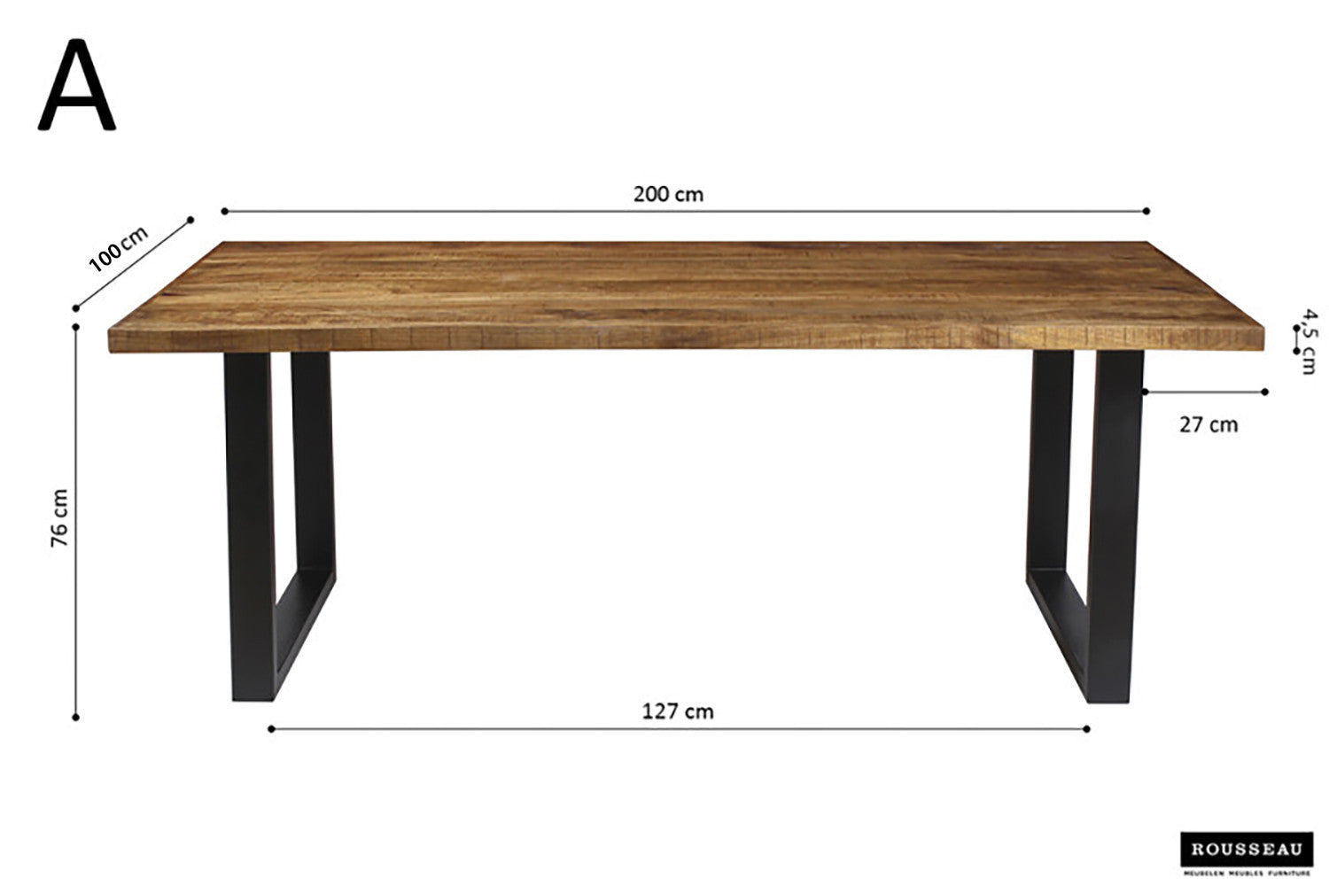 "Table à Manger Nicola Rousseau – Bois de Manguier avec Pieds Ajustables" Interieurco