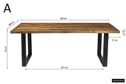 "Table à Manger Nicola Rousseau – Bois de Manguier avec Pieds Ajustables" Interieurco