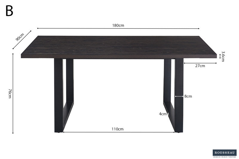 "Table à Manger Nicola Rousseau – Bois de Manguier avec Pieds Ajustables" Interieurco