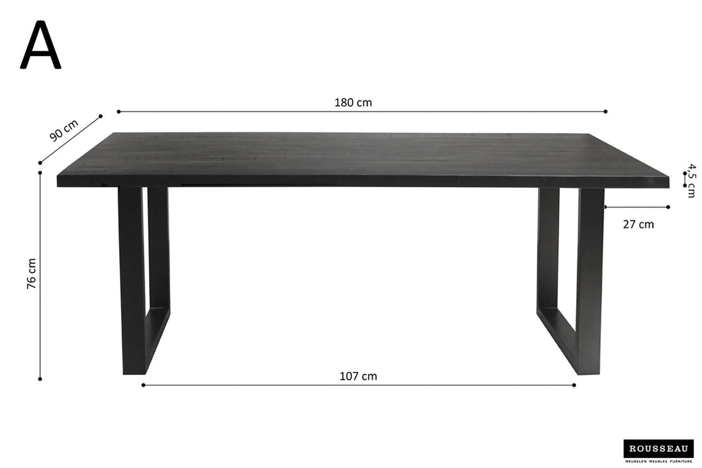 "Table à Manger Nicola Rousseau – Bois de Manguier avec Pieds Ajustables" Interieurco