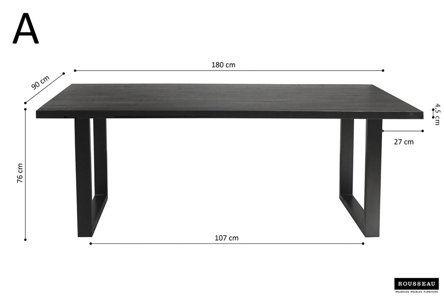 "Table à Manger Nicola Rousseau – Bois de Manguier avec Pieds Ajustables" Interieurco